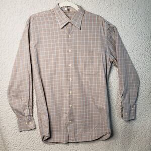 Peter Millar Button Down Shirt Men M Brown Plaid Long Sleeve Casual Classic